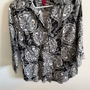 212 Collection Monochrome Paisley Button Down Shirt